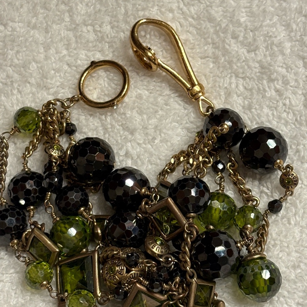 Henri Bendel Black and Green Beaded Bracelet